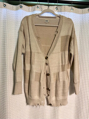 BKE Knit Button-Front Cardigan Brown Medium